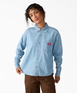 Women's Lightweight Long Sleeve Denim Shirt