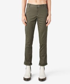 Women's Slim Straight Fit Roll Hem Carpenter Pants