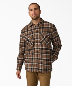 Water Repellent Fleece-Lined Flannel Shirt Jacket