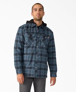 Water Repellent Flannel Hooded Shirt Jacket