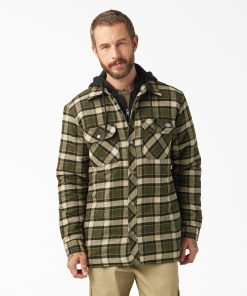 Water Repellent Flannel Hooded Shirt Jacket