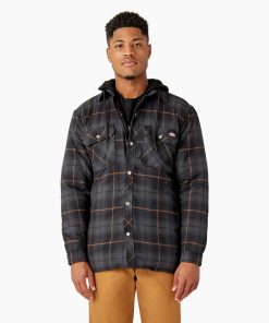 Water Repellent Flannel Hooded Shirt Jacket