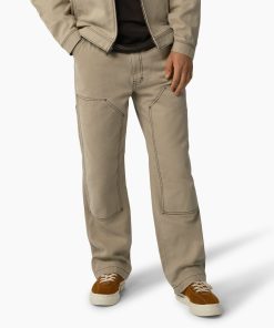 Relaxed Fit Contrast Stitch Double Knee Duck Pants